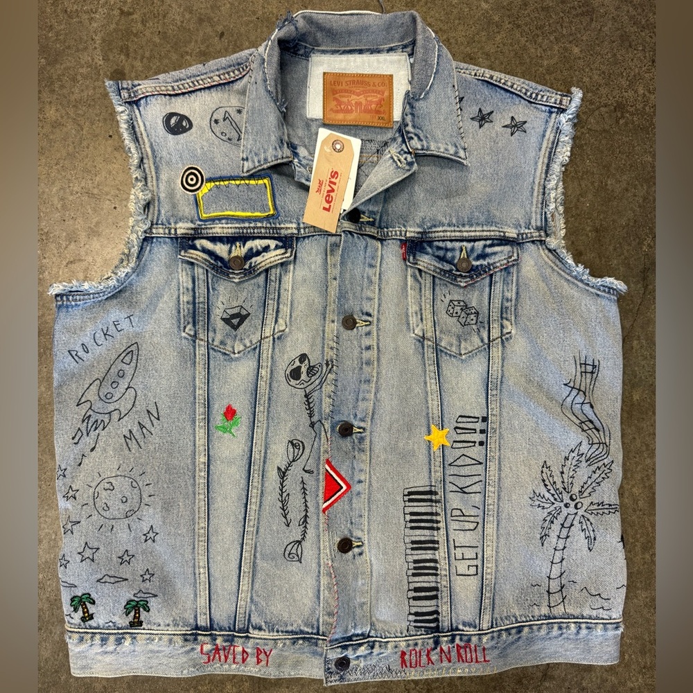 Levi's Blue Denim patched Punk Vest